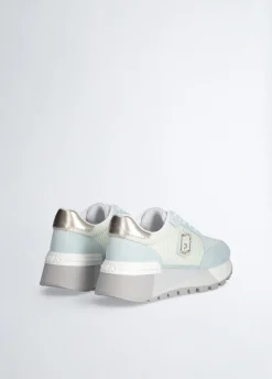 Sneakers platform in suede e mesh