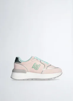 Sneakers platform in suede e nylon