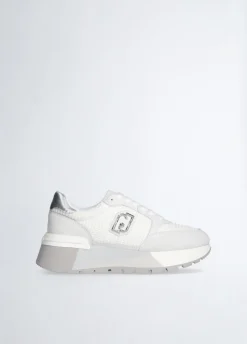 Sneakers platform in suede e mesh