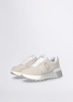 Sneakers platform in suede e mesh