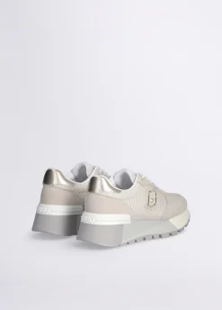 Sneakers platform in suede e mesh