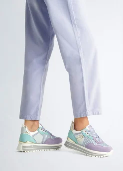 Sneakers platform in suede e mesh