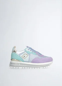 Sneakers platform in suede e mesh