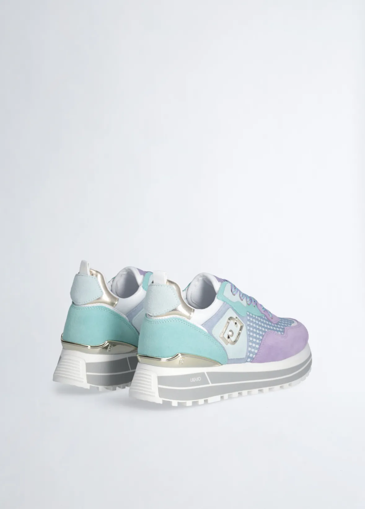 Sneakers platform in suede e mesh