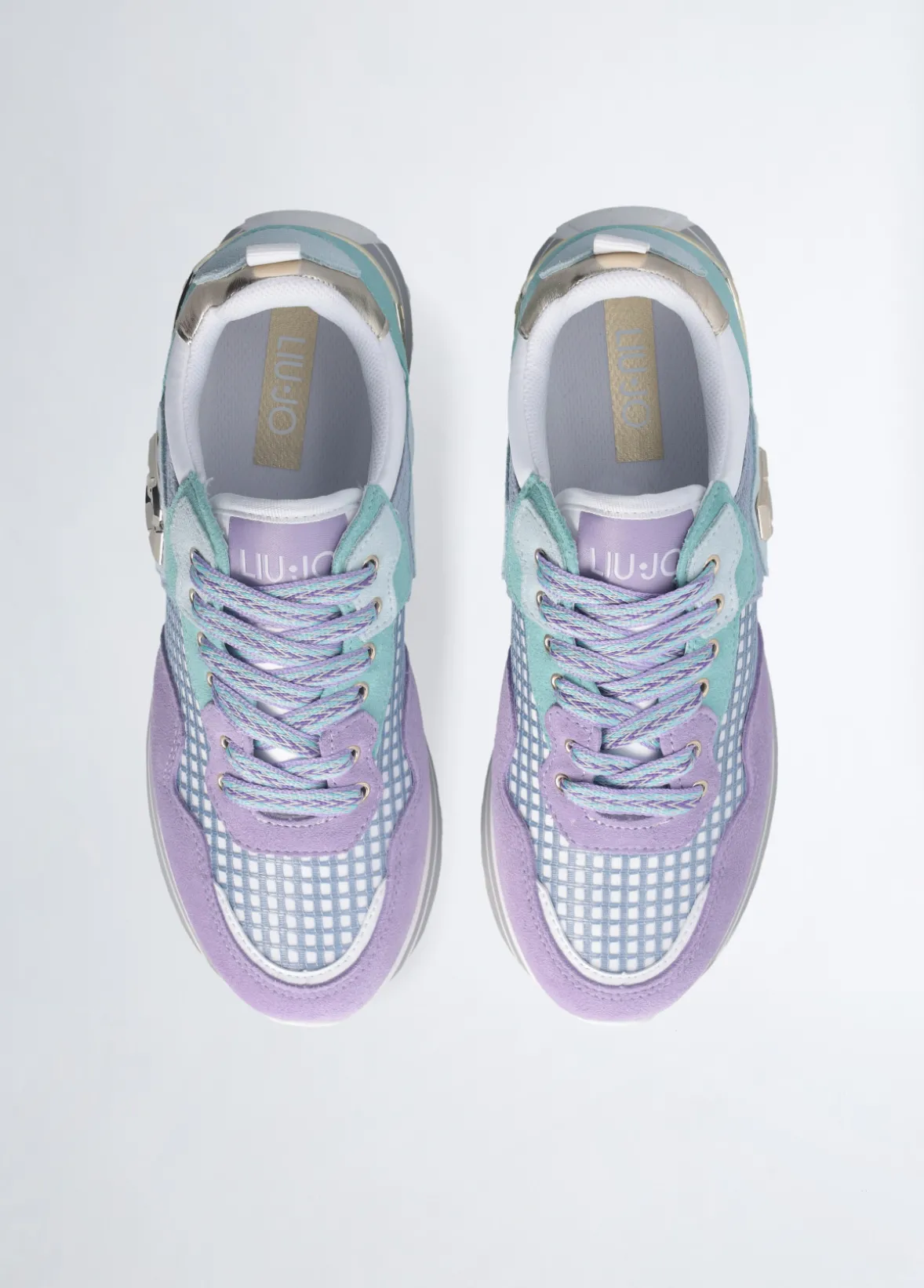 Sneakers platform in suede e mesh