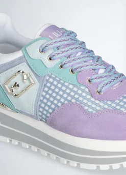 Sneakers platform in suede e mesh