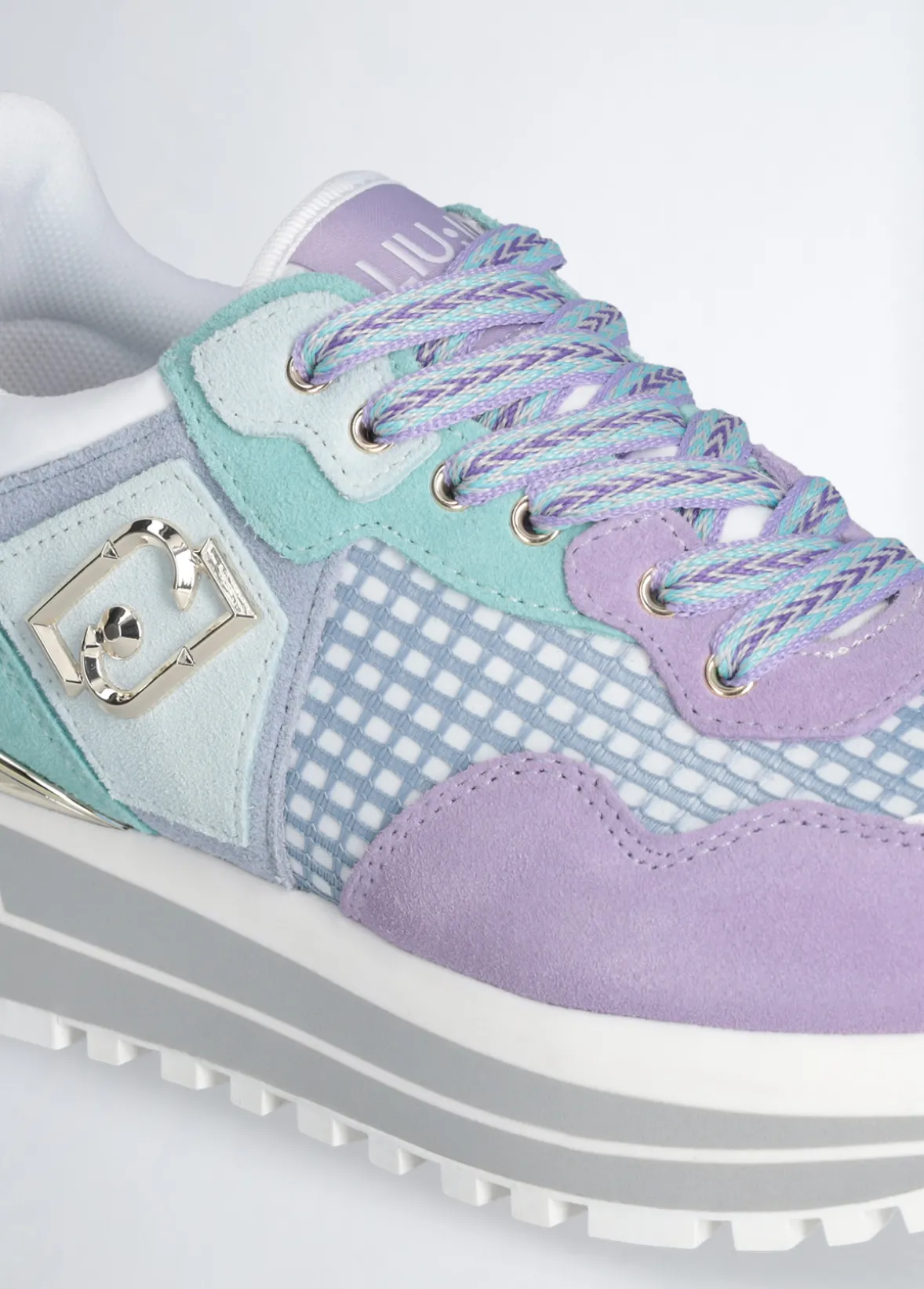 Sneakers platform in suede e mesh
