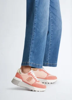 Sneakers platform in suede e mesh
