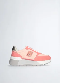 Sneakers platform in suede e mesh