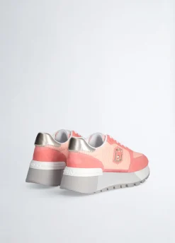 Sneakers platform in suede e mesh