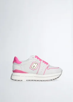 Sneakers platform in suede e mesh