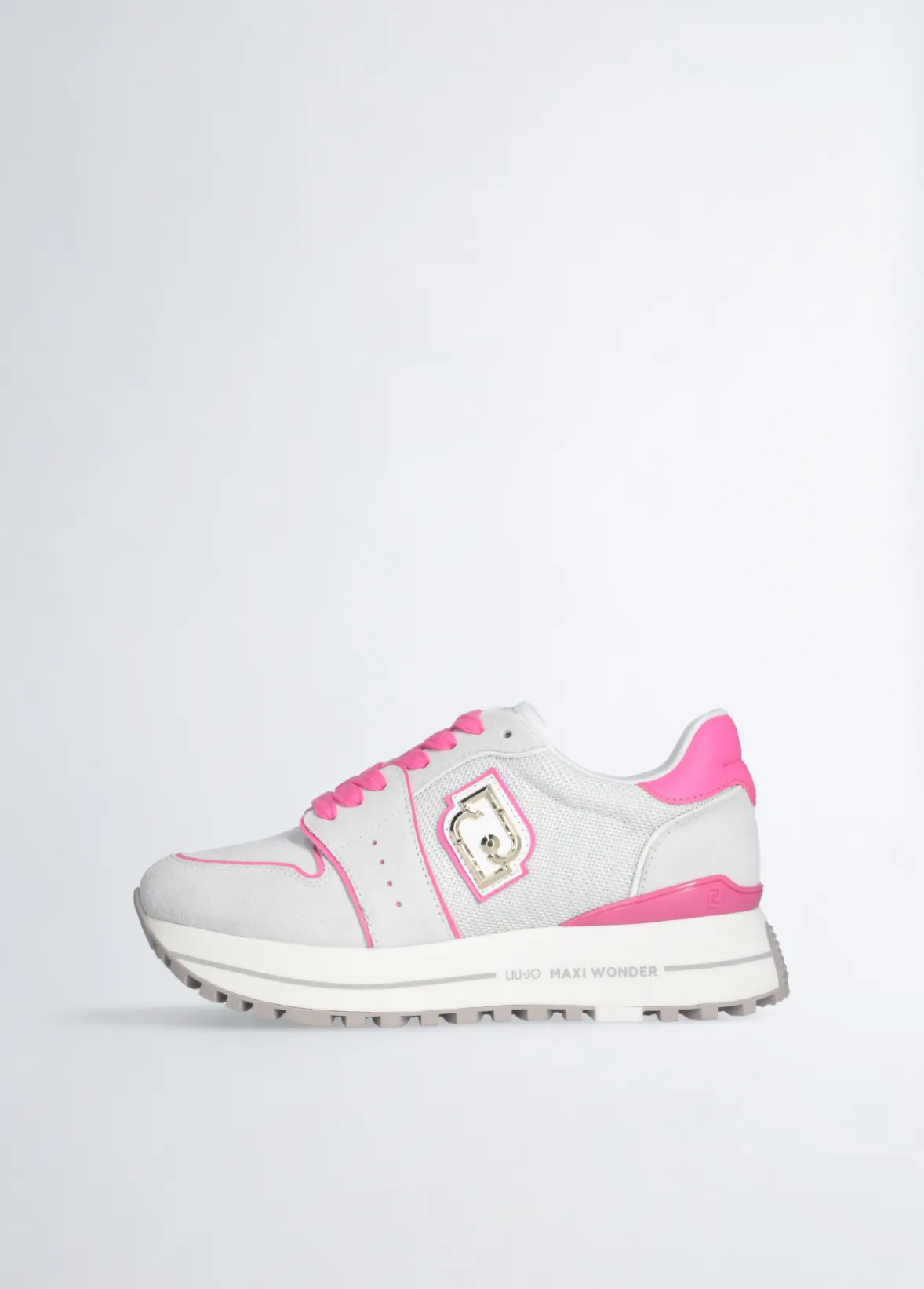 Sneakers platform in suede e mesh
