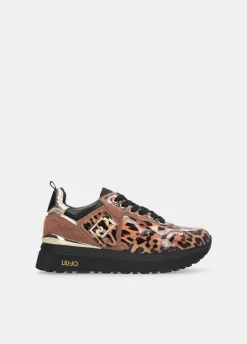 Sneakers platform in vernice animalier