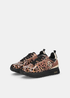 Sneakers platform in vernice animalier