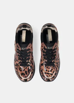 Sneakers platform in vernice animalier
