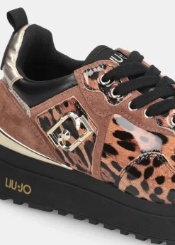 Sneakers platform in vernice animalier