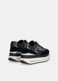 Sneakers super platform in glitter e nylon