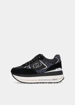 Sneakers super platform in glitter e nylon