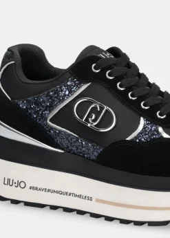 Sneakers super platform in glitter e nylon
