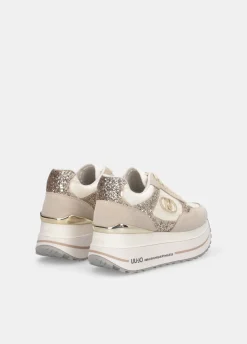 Sneakers super platform in glitter e nylon
