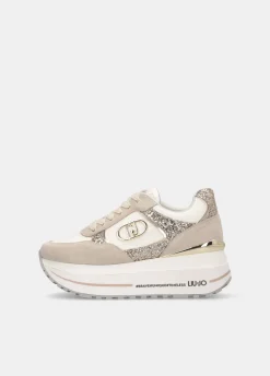 Sneakers super platform in glitter e nylon