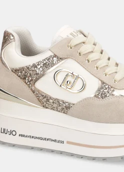 Sneakers super platform in glitter e nylon