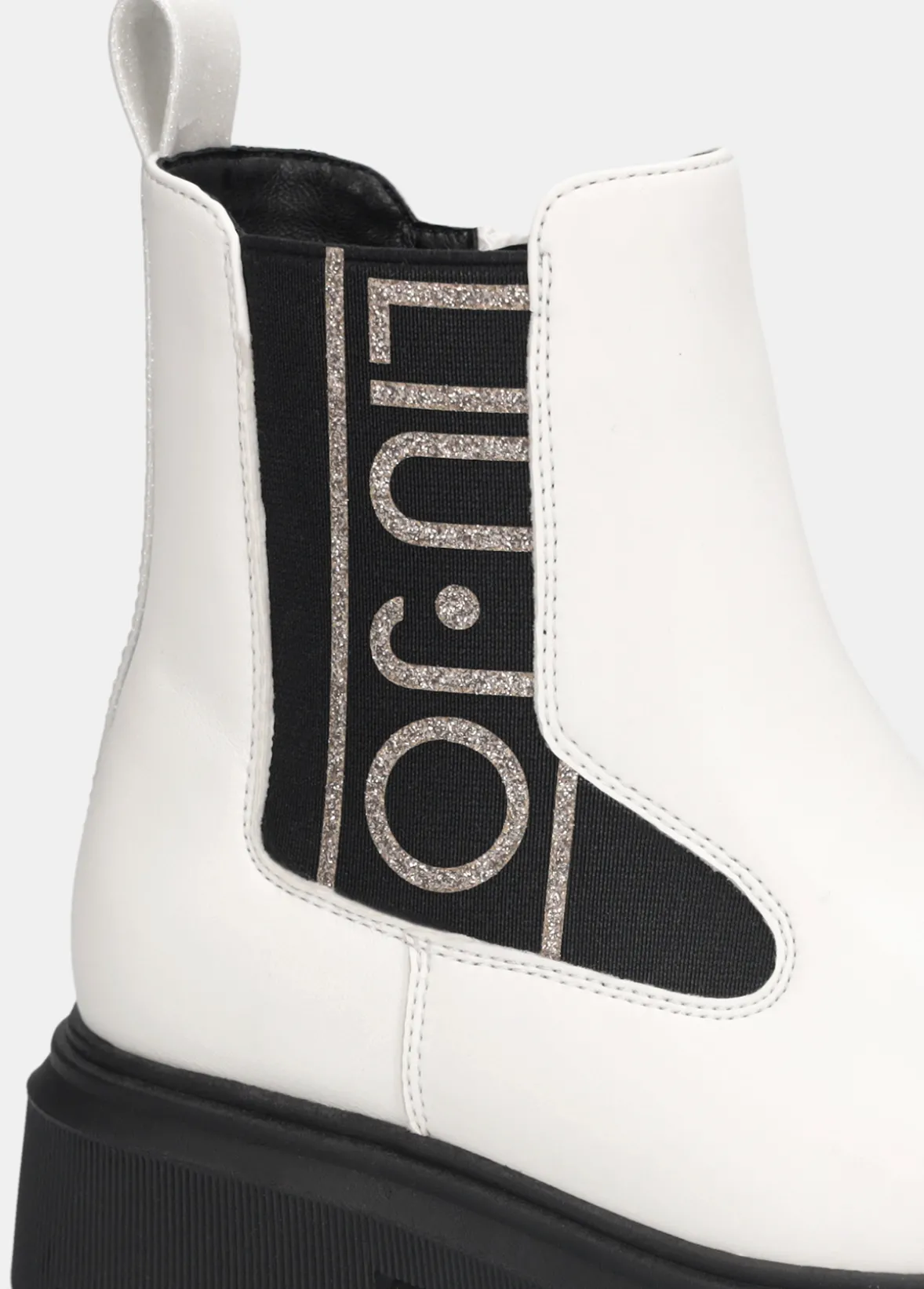 Stivaletti con maxi logo glitter