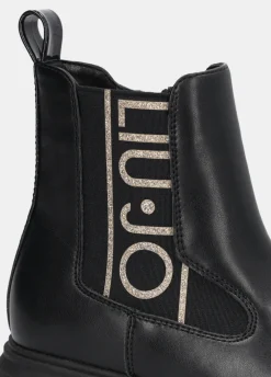 Stivaletti con maxi logo glitter
