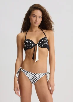 Top da mare push-up con perle