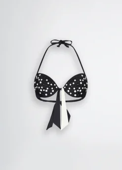 Top da mare push-up con perle