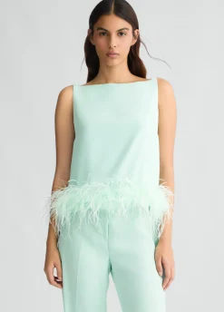 Top elegante con piume