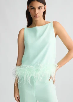 Top elegante con piume
