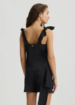 Top in cotone con fiocchetti
