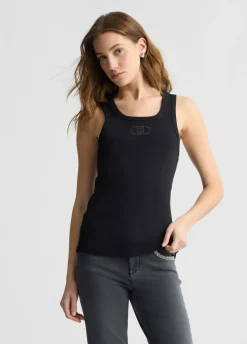 Top in cotone con logo