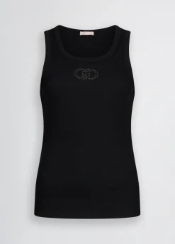 Top in cotone con logo