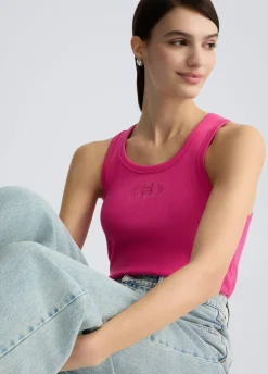 Top in cotone con logo