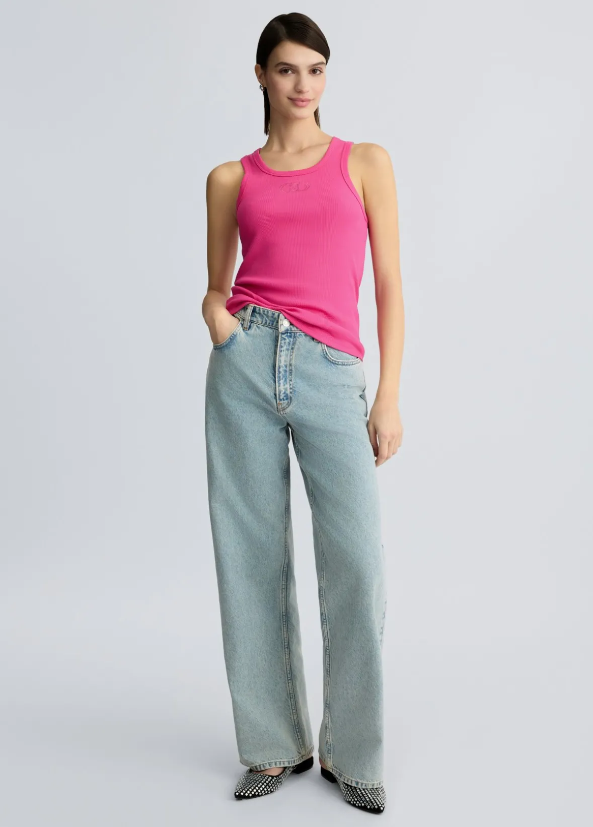 Top in cotone con logo