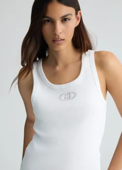 Top in cotone con logo