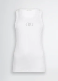 Top in cotone con logo