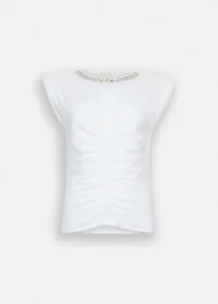 Top in cotone con strass