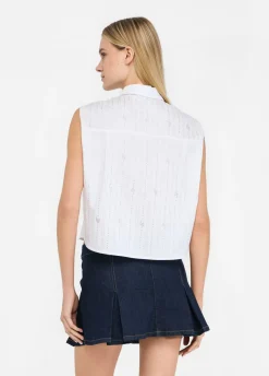 Top in cotone con strass