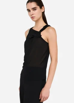 Top in cotone e georgette