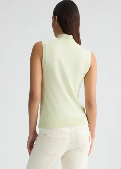 Top in maglia con logo e strass