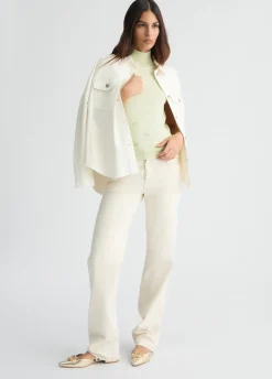 Top in maglia con logo e strass
