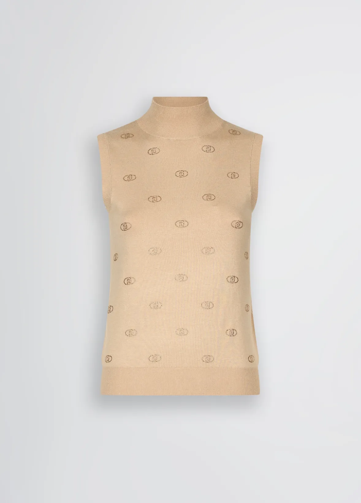 Top in maglia con logo e strass