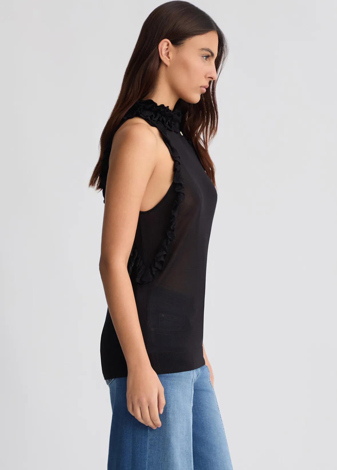 Top in maglia con rouches