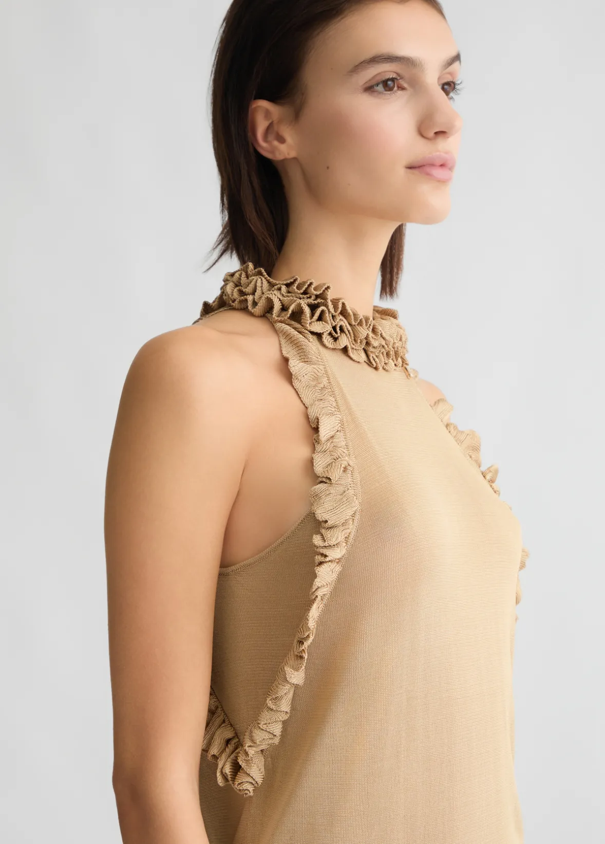 Top in maglia con rouches