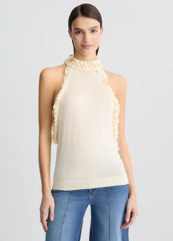 Top in maglia con rouches