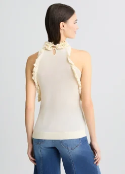 Top in maglia con rouches