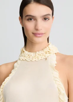 Top in maglia con rouches